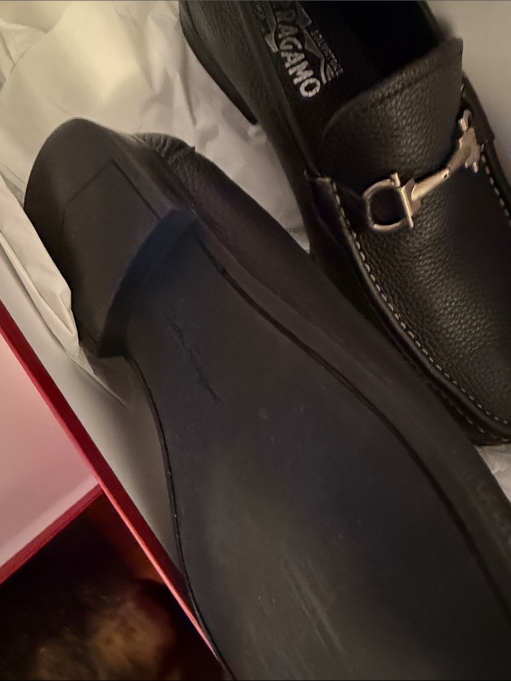 Salvatore Ferragamo Black Pebbled Leather Bit Loafers - Picture 7 of 8